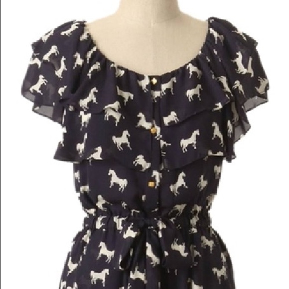 EUC Anthropologie Leifsdottir Navy Horse Dress
